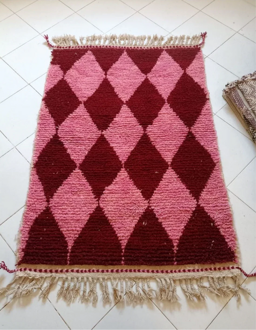 Vloerkleed Beni Ouarain ruit - roze