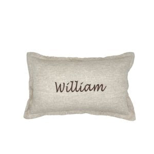 Naturleinenkissen mit gerader Kante – mit gesticktem Namen