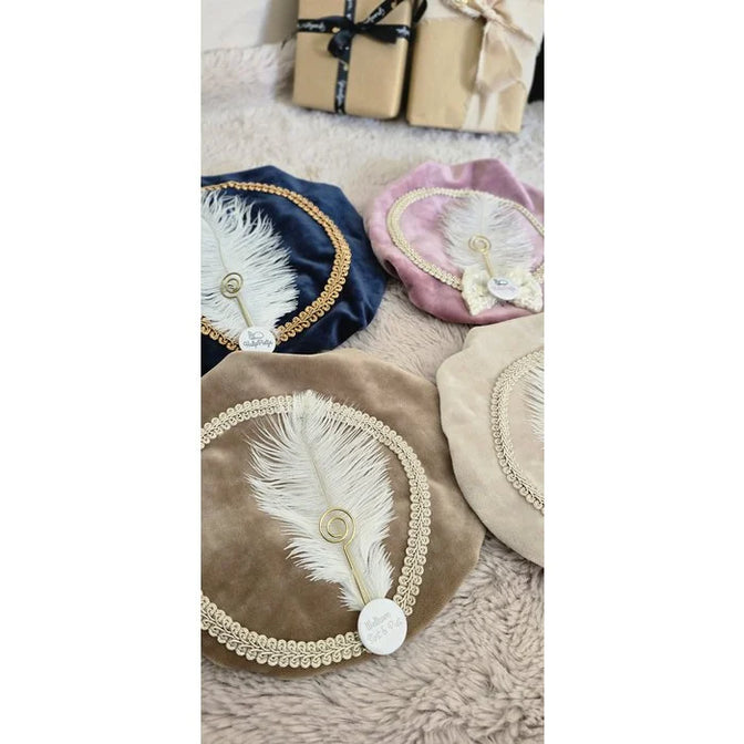 Luxuriöse Weihnachtsmannmütze mit Stab - Blauer Samt - Zoemi Baby