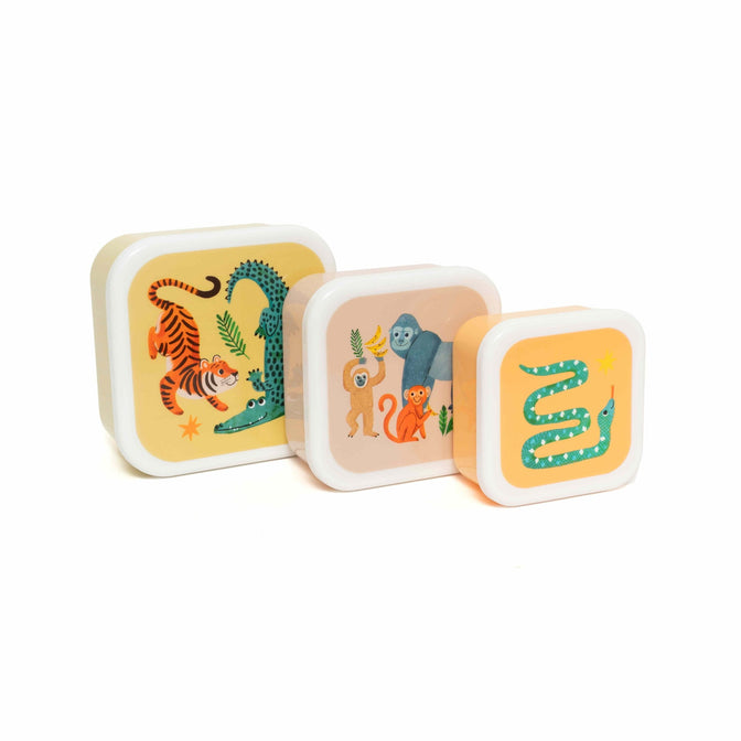 Lunch- &amp; Snackbox-Set mit kopfstehenden Tieren - Petit Monkey
