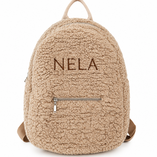 Teddy Kinderrucksack mit gesticktem Namen - beige 