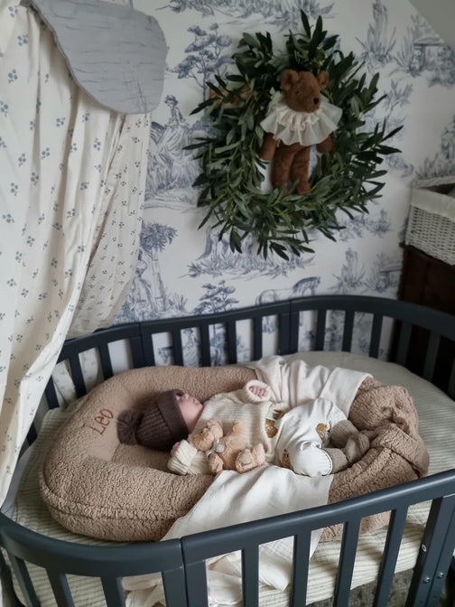 Teddy Babynestchen Beige - mit gesticktem Namen 