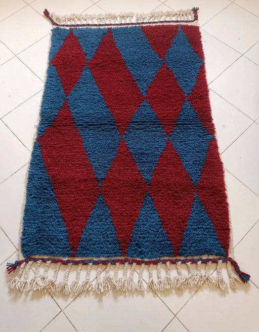 Vloerkleed Beni Ouarain ruit - Blauw (Pre-Order)