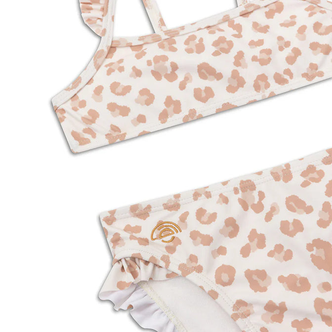 Leopard Beige Mädchen UV-Bikini
