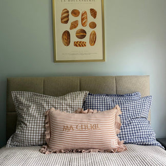 Kussen Katoen Mousseline Streep - Beige met naam of eigen inscriptie