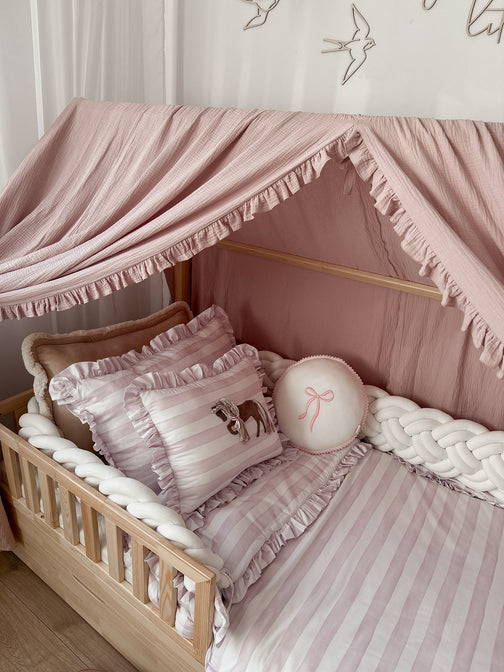 Betthimmel Musselin mit Rüsche für ein Betthaus