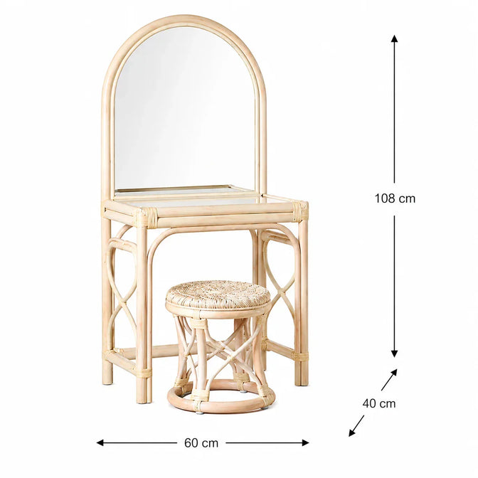 Rotan Kaptafel met Kruk