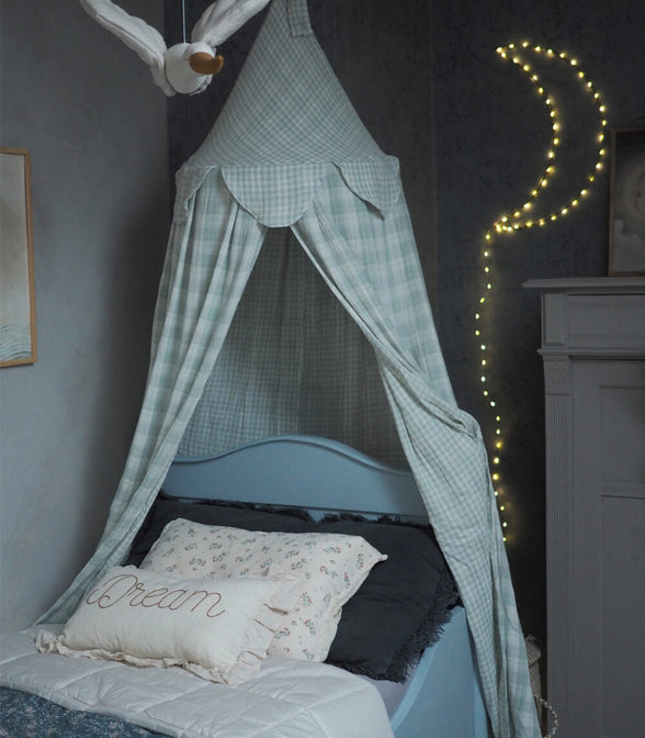 Bedhemel Mousseline Ruit Mint - Dubbellaags