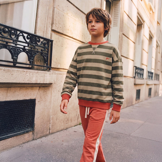 Your Wishes - French Stripe Sweat Groen