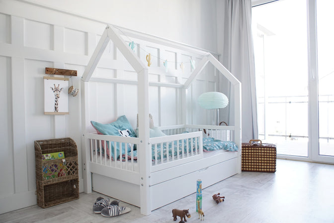 Betthaus Senna mit Bettkasten Weiß - 90x190cm