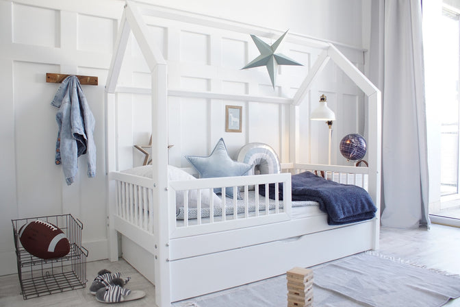 Betthaus Senna mit Bettkasten Weiß - 90x190cm