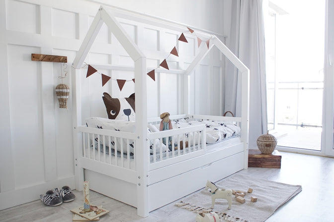 Betthaus Senna mit Bettkasten Weiß - 90x190cm