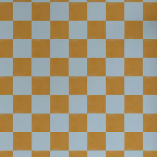 Checker Behang Warm Oker en Blauw - Happy Wall