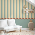 Strepen en Geschulpt Behang Blauw & Rood - Happy Wall