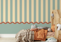 Strepen en Geschulpt Behang Blauw & Rood - Happy Wall