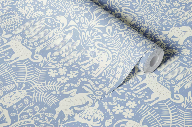 Tropical Jungle Behang Blauw - Happy Wall