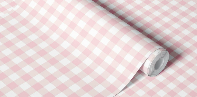 Roze Gingham Ruit Behang - Happy Wall