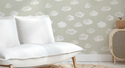 Krijt Wolkjes Behang Dove Grey - Happy Wall
