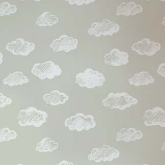 Krijt Wolkjes Behang Dove Grey - Happy Wall