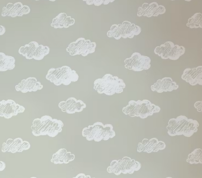 Krijt Wolkjes Behang Dove Grey - Happy Wall