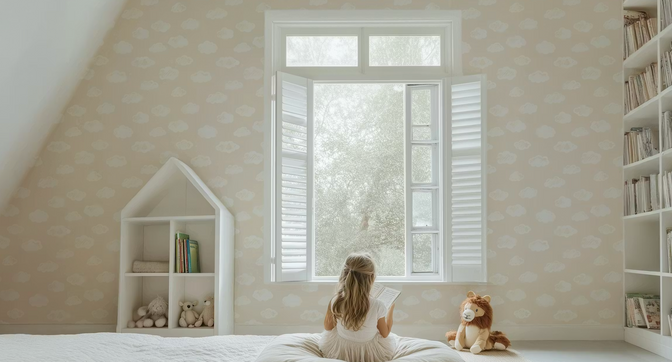 Krijt Wolkjes Behang Beige - Happy Wall
