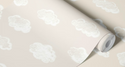 Krijt Wolkjes Behang Beige - Happy Wall