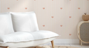 Roze Hartjes Gestreept Behang - Happy Wall