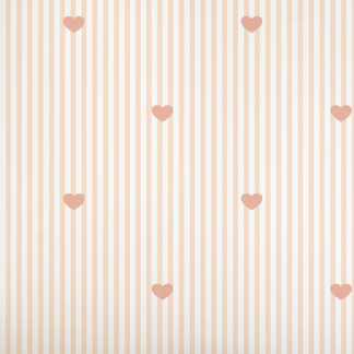 Roze Hartjes Gestreept Behang - Happy Wall