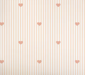Roze Hartjes Gestreept Behang - Happy Wall