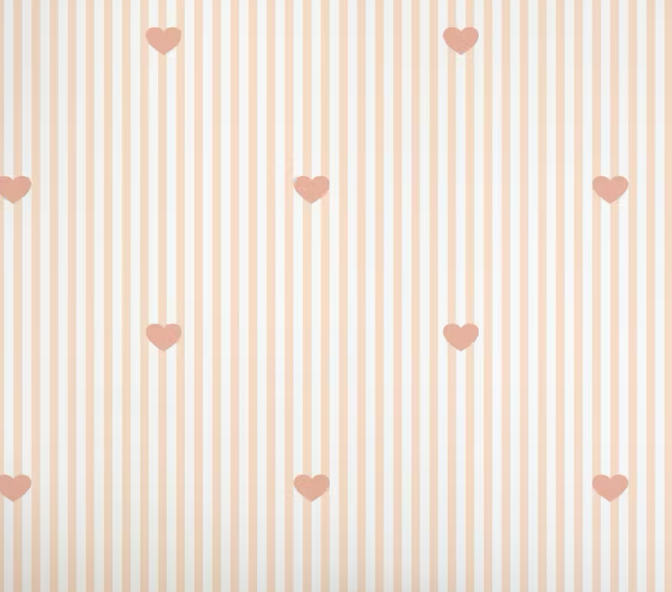 Roze Hartjes Gestreept Behang - Happy Wall