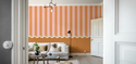 Strepen en Geschulpt Behang Oranje & Roze - Happy Wall