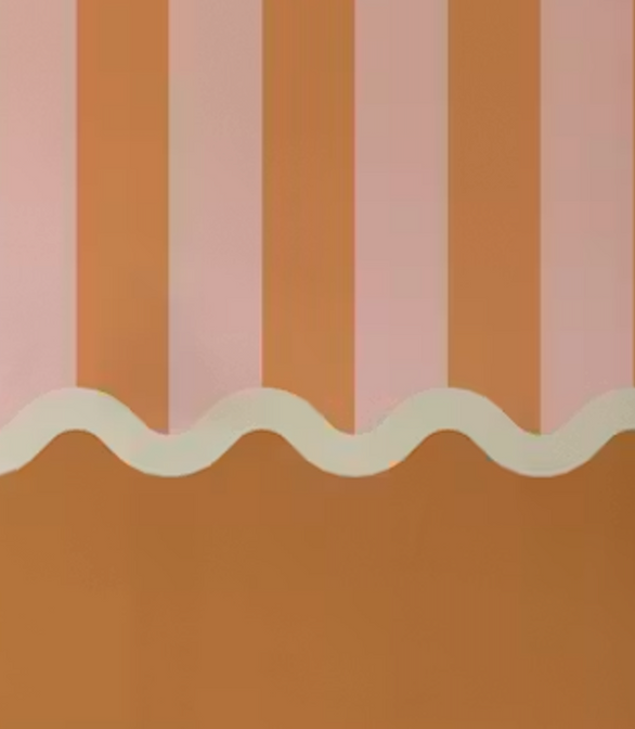 Strepen en Geschulpt Behang Oranje & Roze - Happy Wall