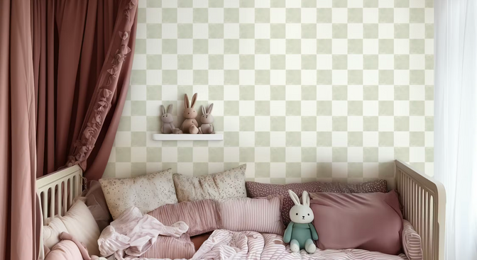 Checker Behang Mint Groen - Happy Wall