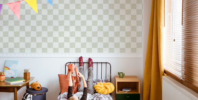 Checker Behang Mint Groen - Happy Wall