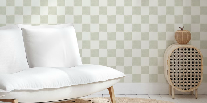 Checker Behang Mint Groen - Happy Wall
