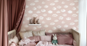 Krijt Wolkjes Behang Pink Blush - Happy Wall