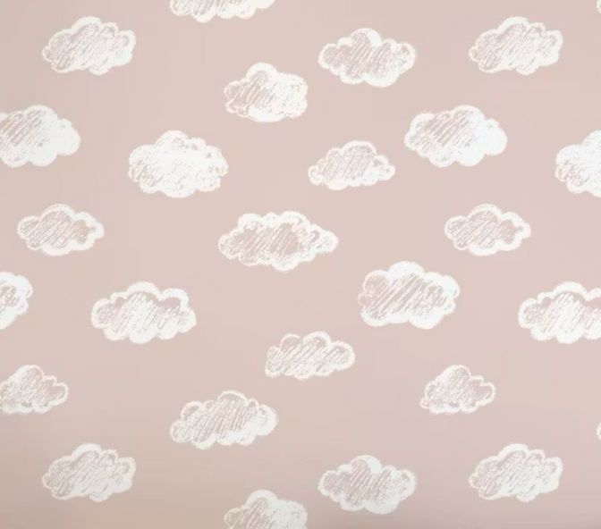 Krijt Wolkjes Behang Pink Blush - Happy Wall