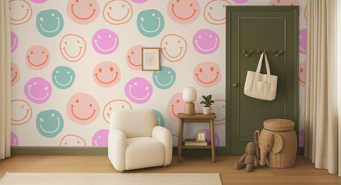Groovy Happy Behang - Happy Wall
