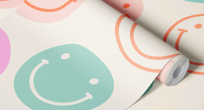 Groovy Happy Behang - Happy Wall