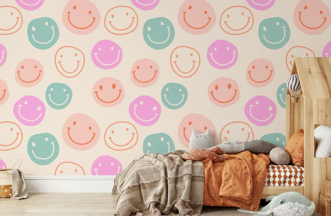 Groovy Happy Behang - Happy Wall