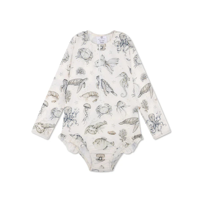 Sea Life Grüner UV-Langarm-Badeanzug für Mädchen