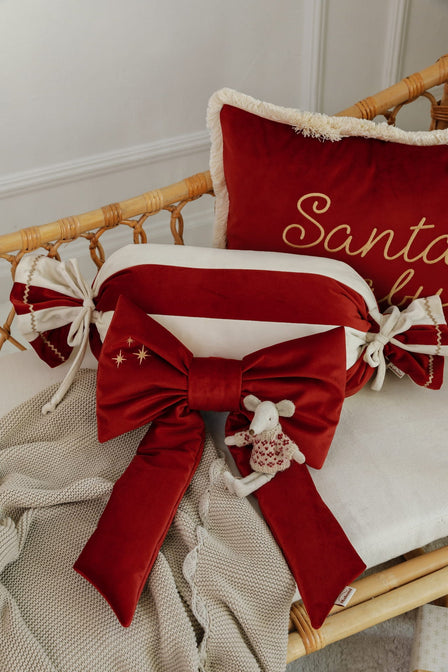 Kussen met franjes rood - met naam