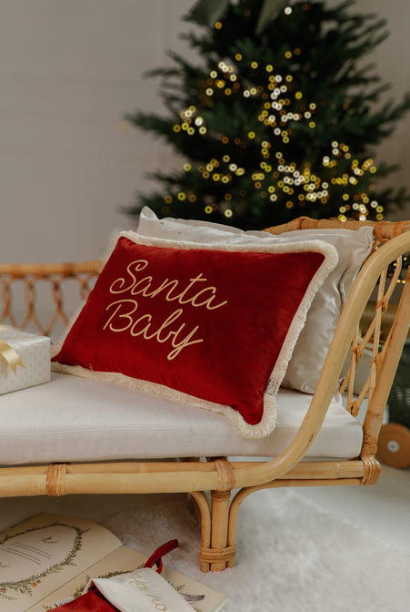 Kussen met franjes rood - met naam