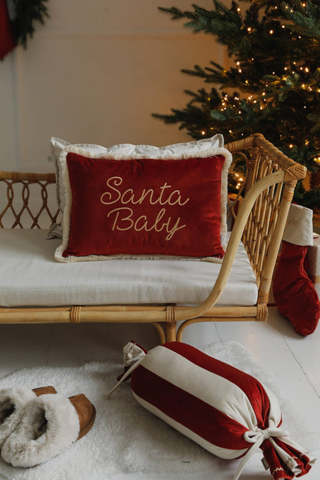 Kussen met franjes rood - met naam