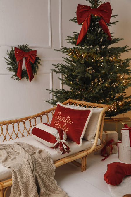 Kussen met franjes rood - met naam