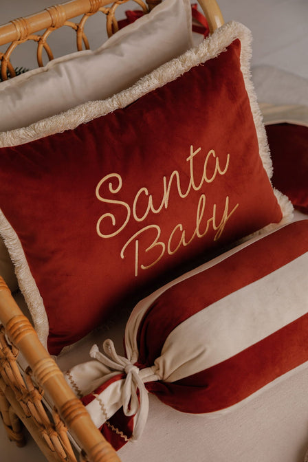 Kussen met franjes rood - met naam