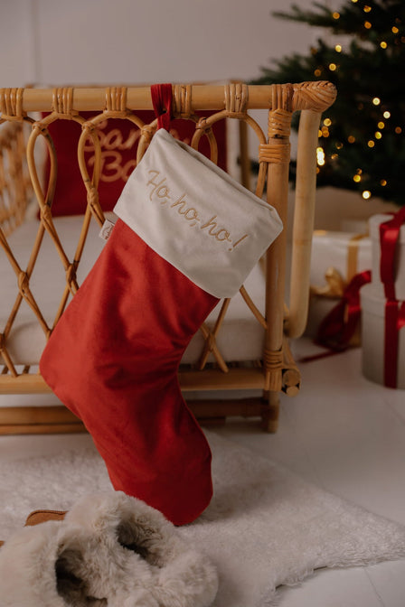 Kerstsok rood met naam