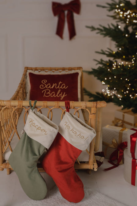 Kerstsok rood met naam