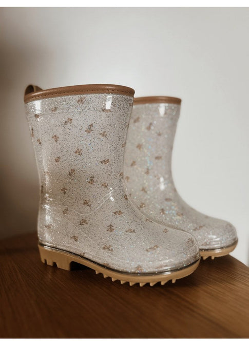 Gummistiefel Regenstiefel Blütenknospen Glitzer