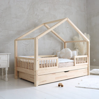 Betthaus Yara Linde Duo mit Bettkasten Natur - 90x190cm